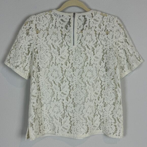 Madewell Refined Lace Tee Ivory Short Sleeve S - Picture 4 of 7